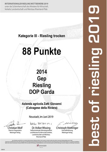 Gep 2014 premiato con il Best of Riesling - 88 punti